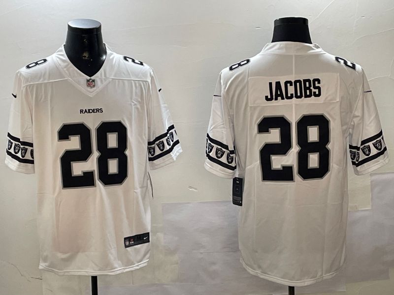 Men Oakland Raiders #28 Jacobs White Armband 2024 Nike Limited NFL Jersey style 4->los angeles rams->NFL Jersey